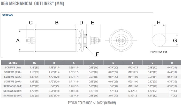 Mechanical Drawing - Astrodyne TDI 056 Feed-Through Filters & Capacitors
